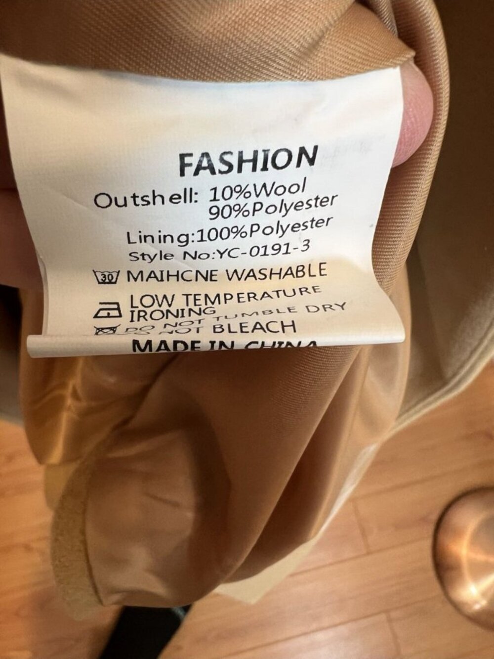 Fashion Women’s Camel Wool Blend Winter Coat XL Long Classic Elegant NWT - Picture 9 of 12
